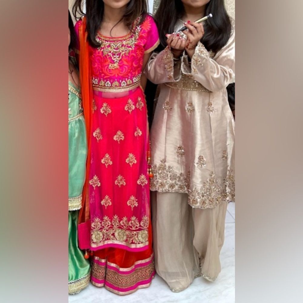 Indian Pink and orange palazzo salwar suit girls